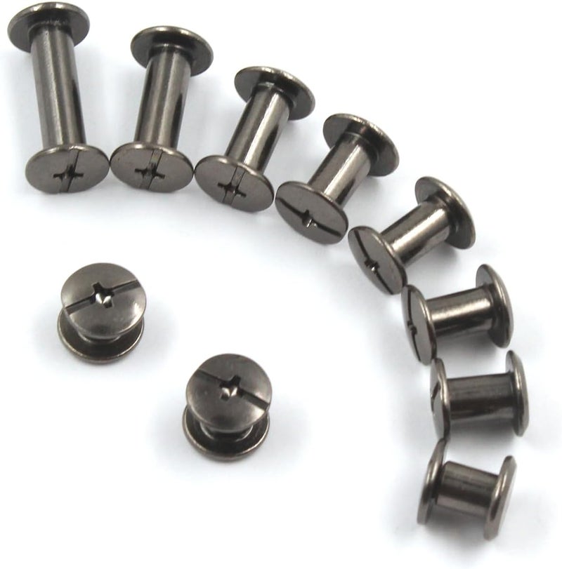 ALLOYPRO 100 Sets Chicago Screws with Screwdriver 3/16" Leather Rivets 10 Sizes Assorted Screw Rivets M5 Binding Screws for Decorate and Repair Leather Craft Belt Bookbinding Bag Shoes Purse Black - Image 4